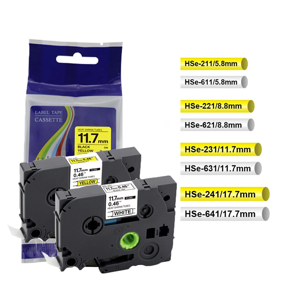 1pcs tepelne zmrštiteľská trubica kompatibilná pre brata HSE-211 HSE-221 HSE-231 HSE241 251 HSE 211 221 231 631 621 pre tlačiareň P-Touch