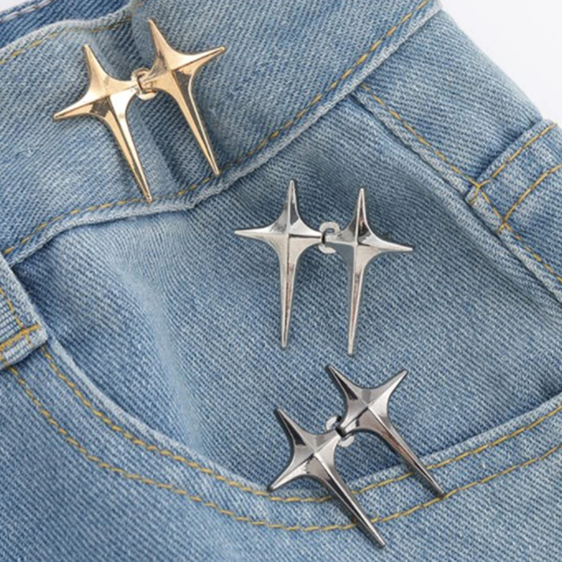 1pcs Trend Cross Star SAIS pracka Nastaviteľné odnímateľné sponky pásov bez kovového gombíka bez kovových gombíkov pre džínsy pre džínsy