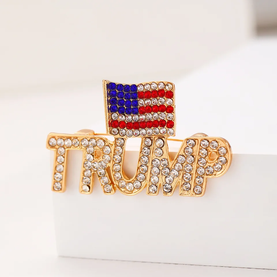 1pcs Trump Brošor Brošge Badge zliatina zliatiny vykladaného s kamienkovým materiálom Domáce oblečenie príslušenstvo a dekorácie