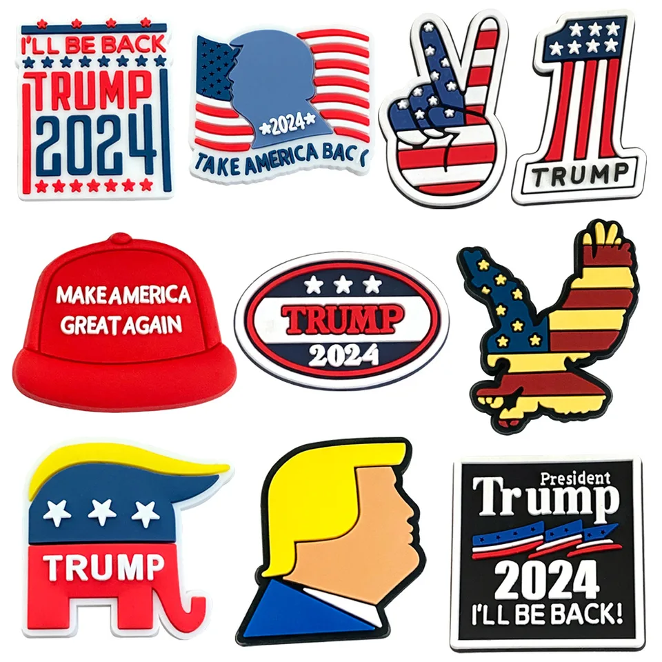 1PCS Trump Series Shoe Charms Designer pre topánky Doplnky Dreations for Classic Clog Kids X-Mas Gift Hot Sale