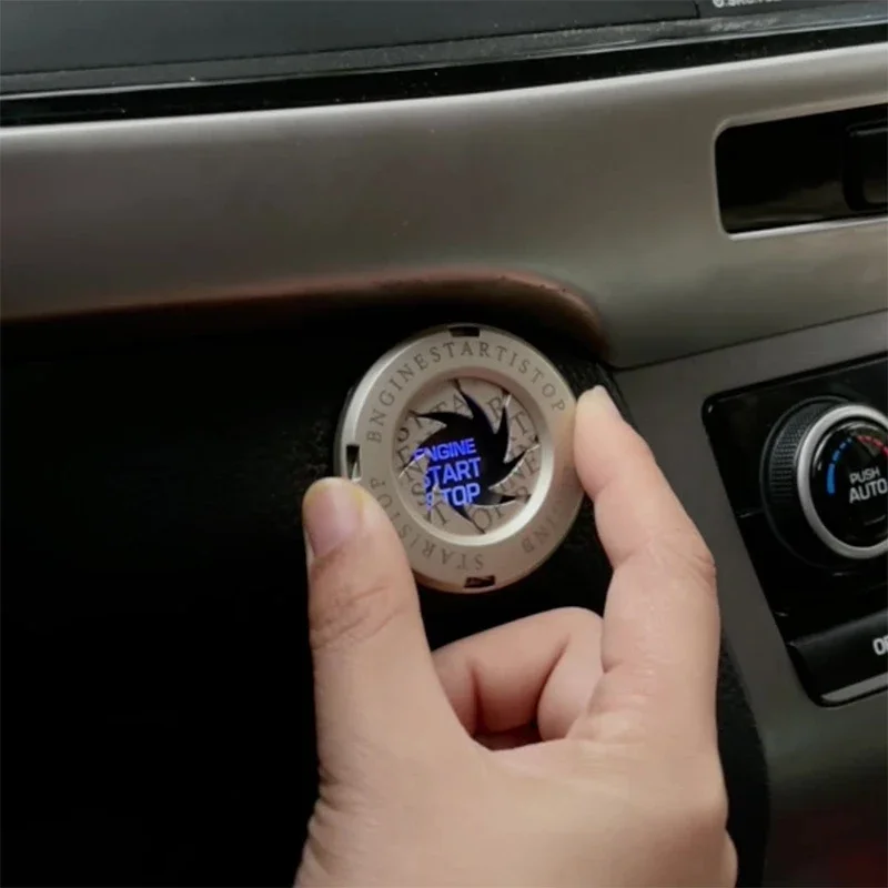 1pcs Univerzálny štart automobilu Stop Stop Motor Push Tlačový kryt krúžku jedným kliknutím na začiatok nálepky na dekoráciu zliatiny Tresp
