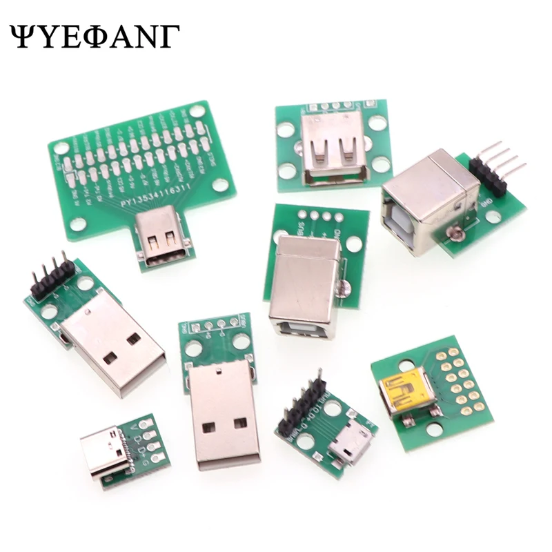 1pcs USB mužský konektor/Mini Micro USB na DIP Adaptér Ženský konektor 2.54 konektor B Type-C USB2.0 3.0 Samice prevodníka PCB