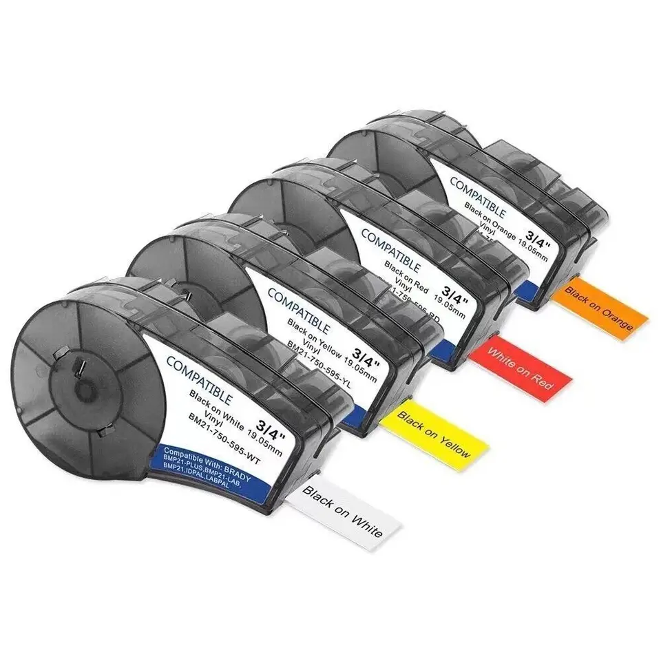 1pk vinylová štítok Kompatibilná s kazetou Kompatibilná Brady M21-750-595 19,1 mm biela/oranžová/červená/žltá pre BMP21-Lab/Plus M210 Label Printer Printer