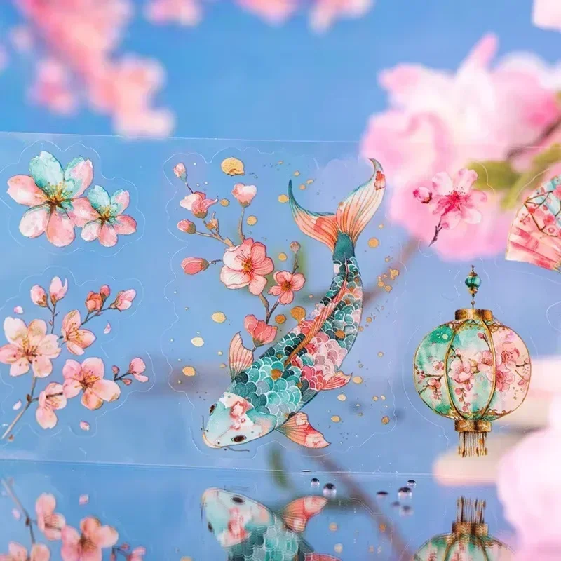 1Roll Cherry Blossom Love Song Series Series Landscaping Tape Handbook Base Collage Európske DIY Adhevidy Dodávky 60 mm*2m