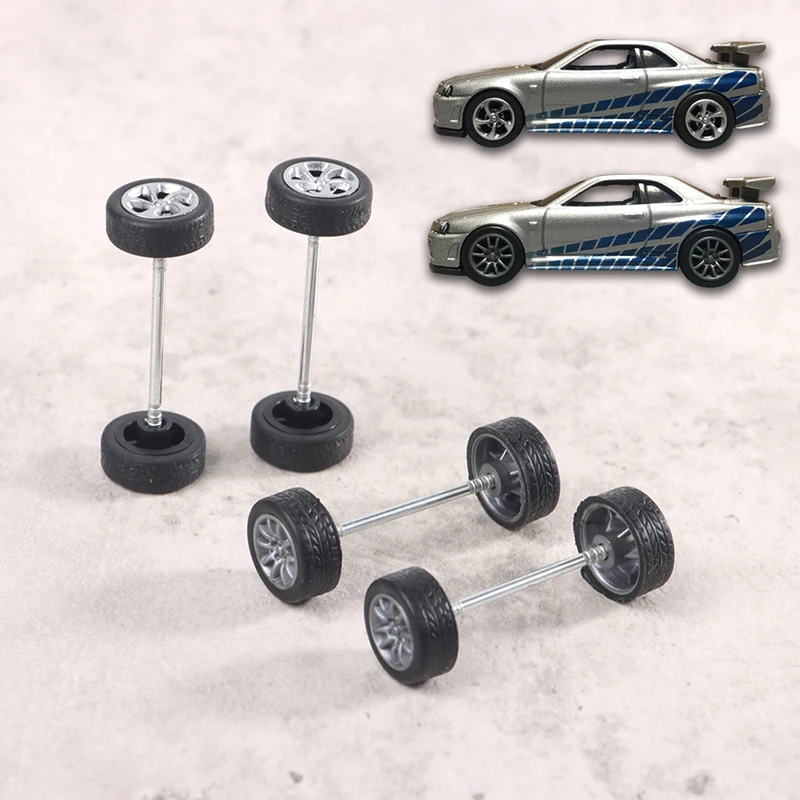 1set 1:64 Kostové kolesá pre horúce kolieska s gumovou pneumatikou s modelom kolesa Model Model auto modifikované diely Racing Hračky vozidla