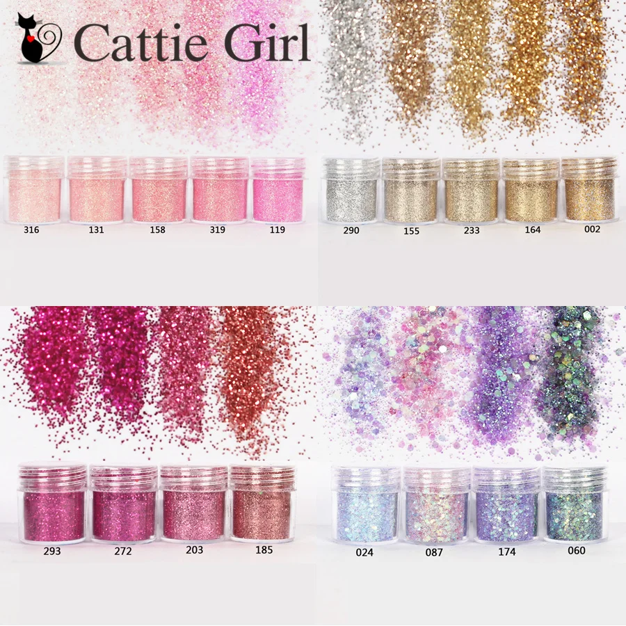 1set Champagne Gold Rose Last Glitter Mix Práškové flitre na nechty iskry lesklý make -up trblietavé prachové nechty dekorácie nechty