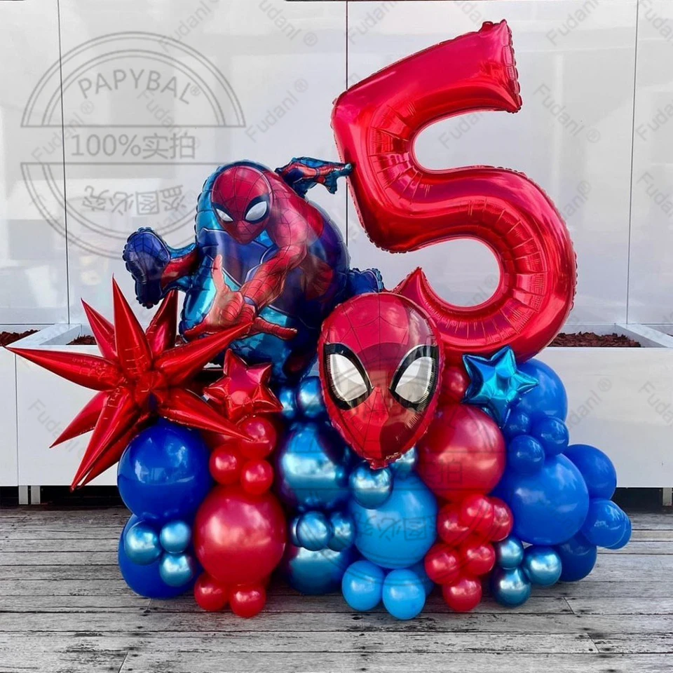 1set Disney Kids narodeniny červená modrá guľa Garland Arch Kit Party Decor Decor Dort 1-9