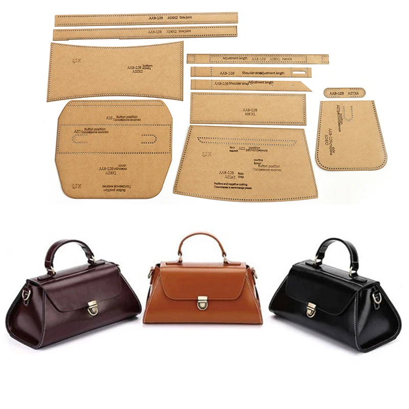 1set DIY Kraft Paper Template Príležitostné módne taška na rameno Crossbody Cand kabelka Kožený remeselný vzor DIY Šablóna Šijací vzor