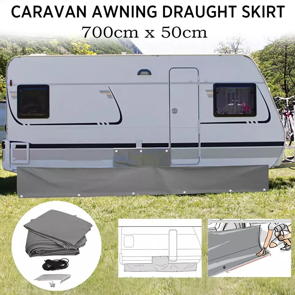 1set dodávky VW Campervan Motracthome markíza sukňa Draft Vylúčovač sa hodí pre karavanovú markízu sukňu 7 m dĺžku x 50 cm kascenie