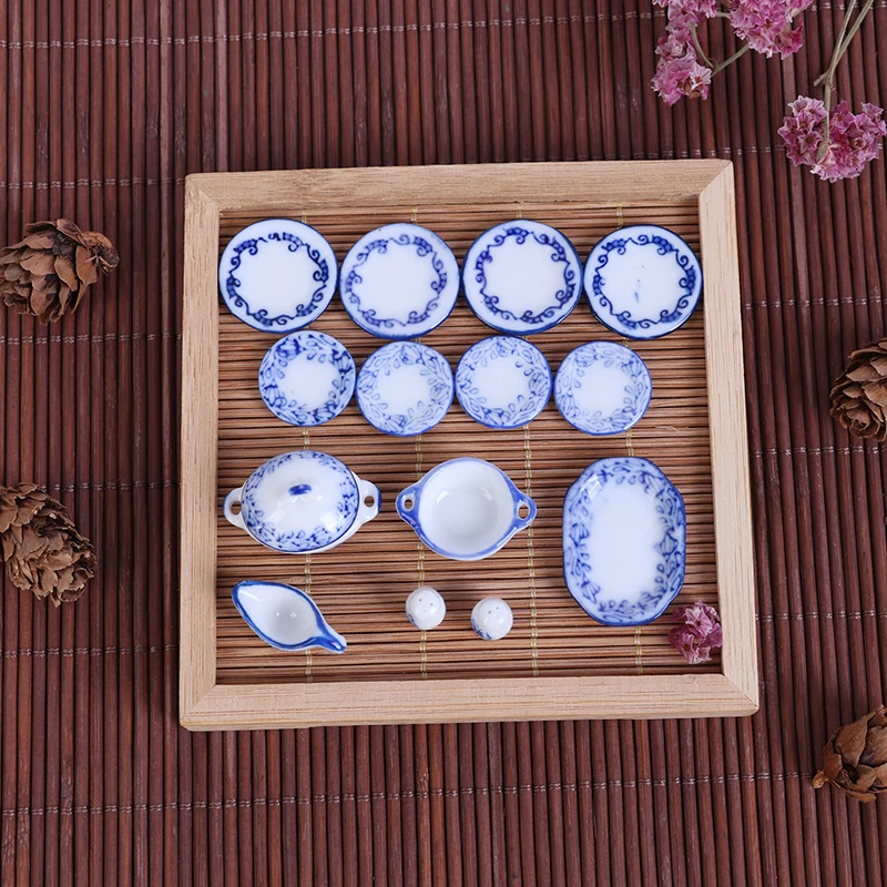 1set Dollhouse Mini Ceramics Slavewware Misce Food Dishes Plates Model kuchynské doplnky pre Doll House Decor Deti Play Hračky