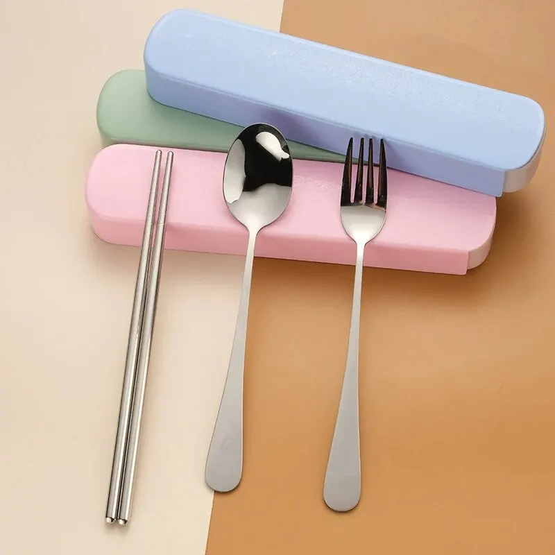 1set domácnosti z nehrdzavejúcej ocele prenosné paličky Spoons Forks Forks dva/trojdielne set s krabicou