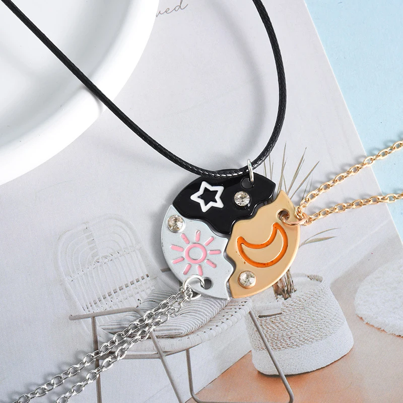 1set farebný Sun Moon Star Prívesok Náhrdelník
