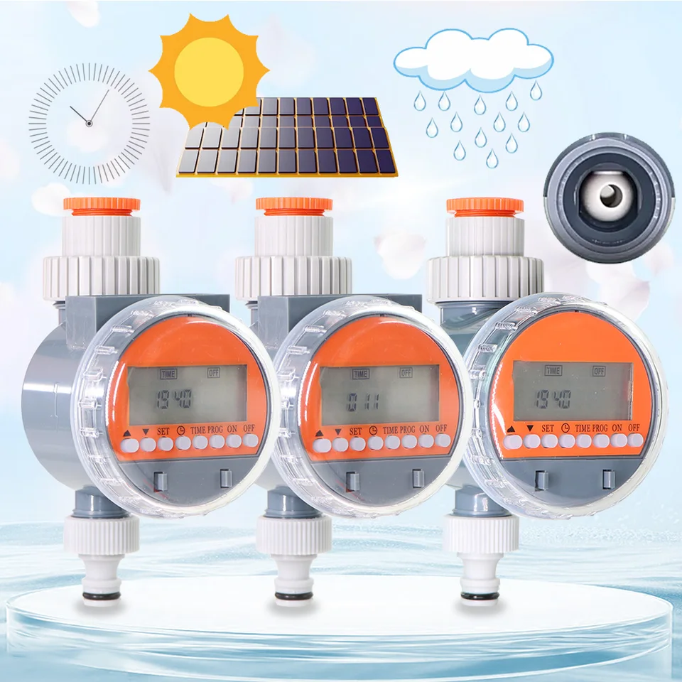 1set Garden LCD guľový ventil dažďový senzor/slnečné časovač
