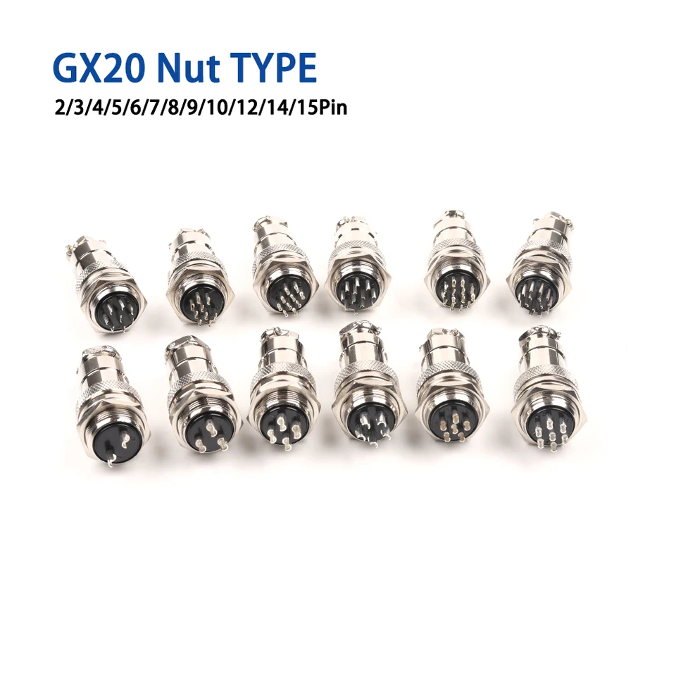 1set GX20 Aviation Conektor Diam 20 mm GX20 Kruhový rýchly konektor 2pin 3/4/5/6/7/8/10/11/11/11/11232323pin elektrický drôtový konektory
