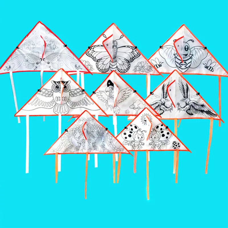 1set Montessori Kite DIY Cartoon Painting Children Deti Flowable Kids Sport Športové vzdelávanie s rukoväťou a líniou
