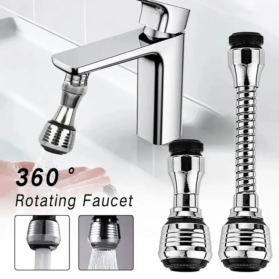 1set posilňovacia dýza predlžovacia tryska 360 stupňov kohútikového šetriča voda Univerzálny rotujúci bubbler duálny režim kúpeľňa kuchynské náradie
