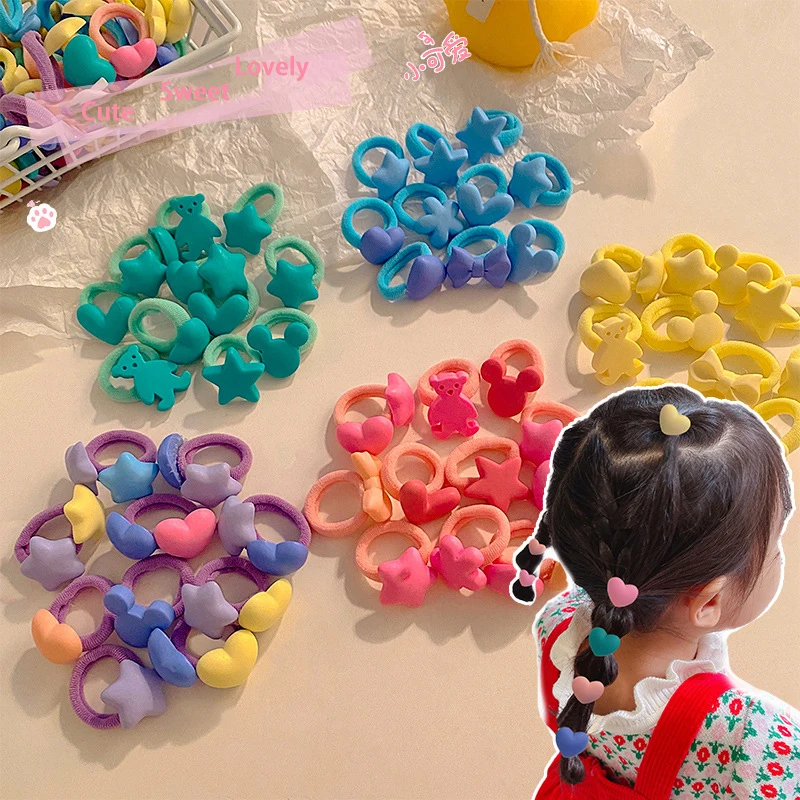 1set roztomilé deti elastické vlasové pásy pre deti dievčatá Candy Candy Scrunchies vlasové lano sladké vlasy kruh detské vlasy doplnky