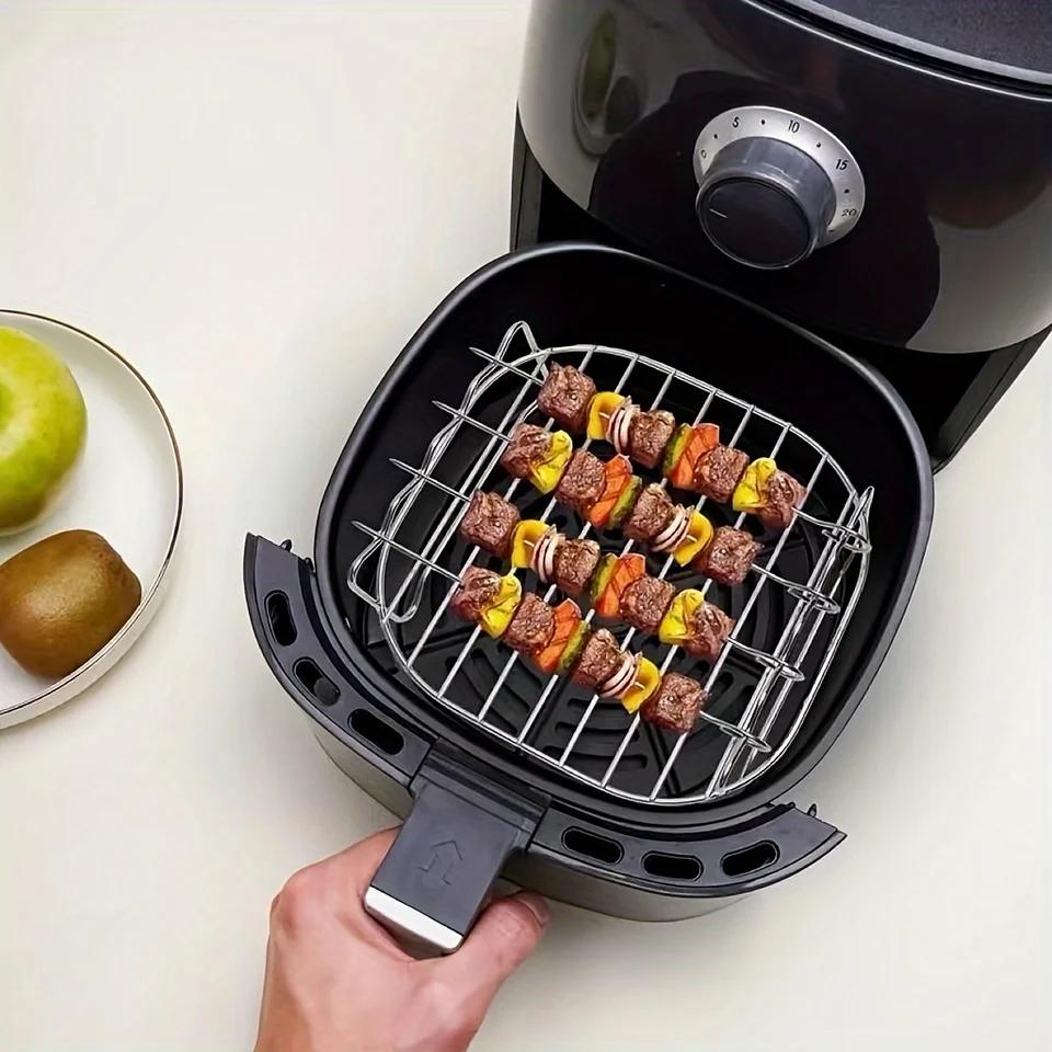 1set z nehrdzavejúcej ocele Air Fryer Rack so 4 pečené mäso s výberom grilu Air Fryer Accessory Coaring Rack Kitchen