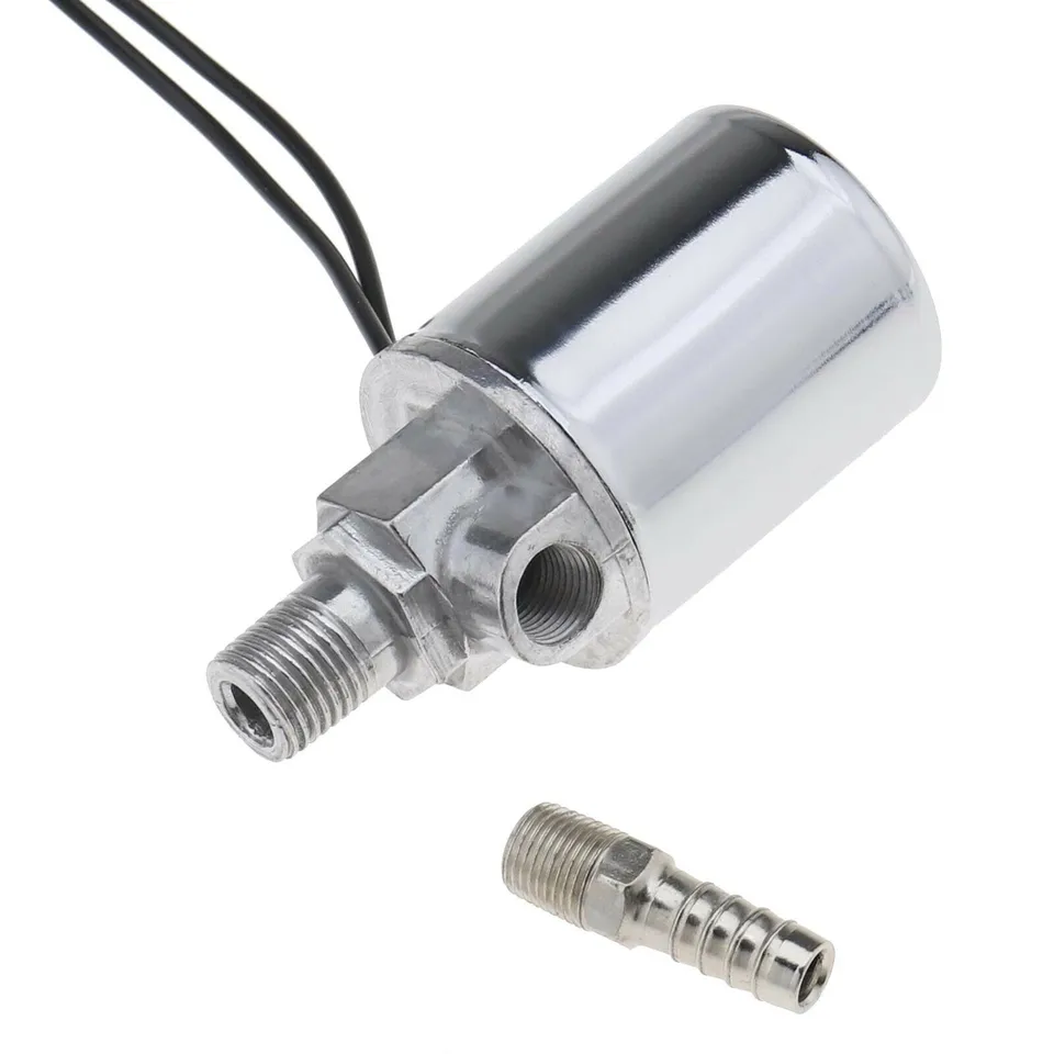 1set úplne nový vzduchový solenoidný ventil pre systémy jazdenia vzduchu, kompatibilný s dĺžkou 12 V/24 V, s 1/4 '' Barbiting Barb adaptér