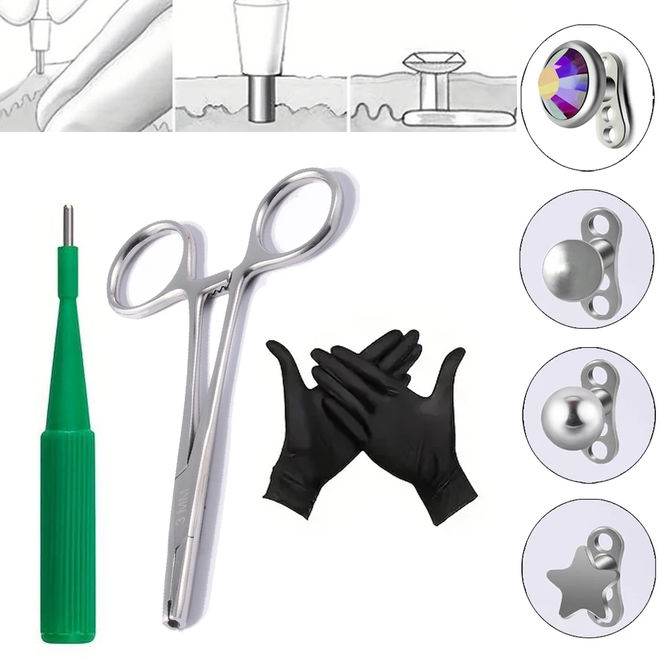 1sety titánové povrchové piercing dermálne kotvenie bezpečné sterilné pre nováčikov piercing Micro Skin Diver Piercing šperky