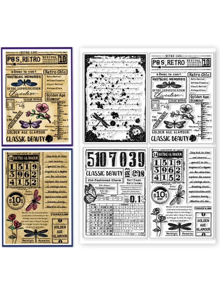 1Sheet Vintage Label pozadie Clear Stamps retro pohľadnica priehľadná pečiatka silikónová známka tesnenia pre karty Výroby DIY