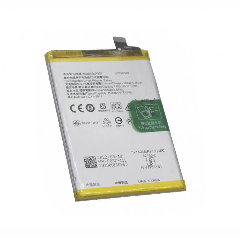 1x 4500 mAh 17.41Wh BLP837 BATTER Mobile pre OPPO Realme 8 Pro RMX3081 / 9 Pro+ 9 Pro Plus RMX3392 RMX3393 BATKÉRIE