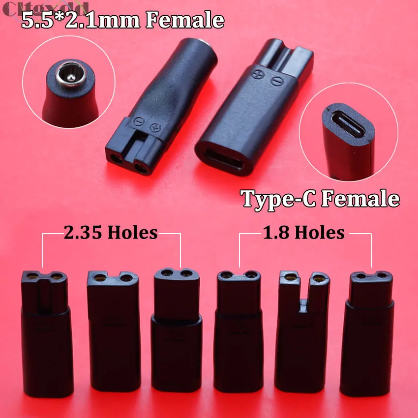 1x DC 5.5*2,1 mm USB Sumenie Type-C do 2,35 1,8 1,8 dvojitého nabíjacieho adaptéra pre konvertor pre kliper na Shaver Pentium Clipper