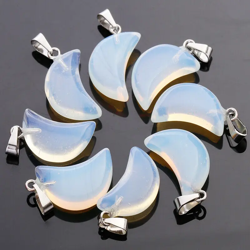 1x OPAL Natural Stone zmiešané mesačné tvary kúzla prívesok