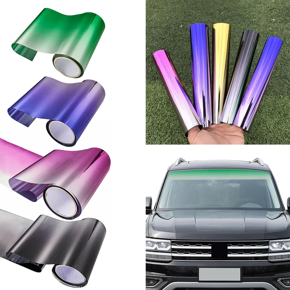 1x Slnko slnečné ovorky Tint Tint Film Film predné sklo tieňové bannerové príslušenstvo čierna/ fialová/ ružová/ zelená 135*20 cm nálepky na autá