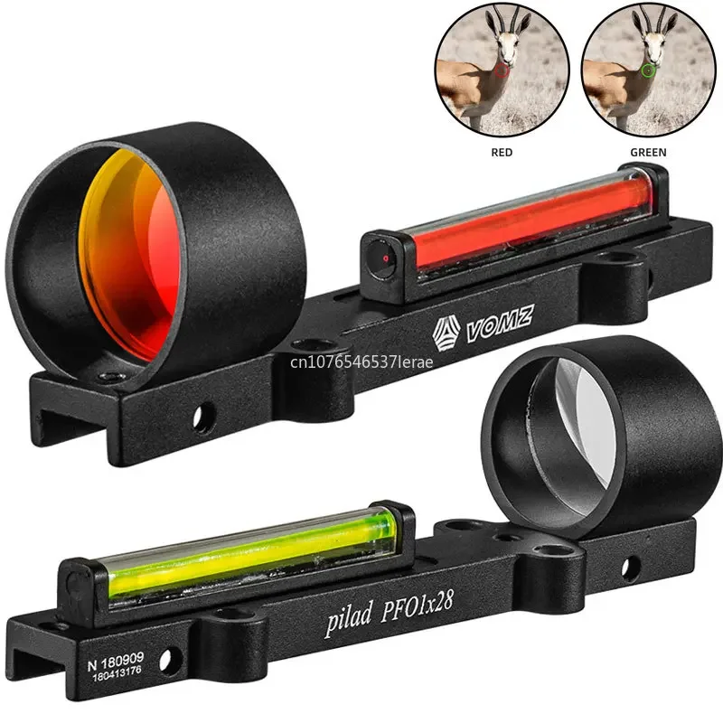 1x28 Červené zelené vlákno červené bodky poľovníctvo Lighting Light Hmotnosť Collimátor Fit brokovnica Rib Rail Funting Shooting Holografická puška rozsah