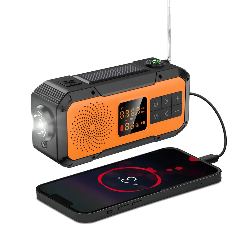 2 000 mah núdzové rádiové ručné kľuky USB nabíjateľné na batériách solárne prenosné AM/FM/NOAA Radio SLIFTLE SOS Alarm reproduktor