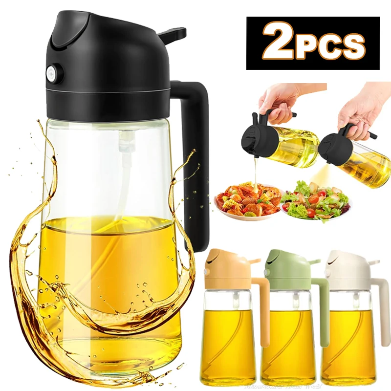 2-1 16oz olejový postrekovač na varenie fľaše s olivovým olejom 500 ml plastového oleja pre kuchynský
