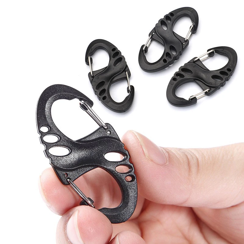 2/10/20ks čierny 8 Typ batohov splynky na horolezectvo Carabiners EDC Keychain Camping Háči