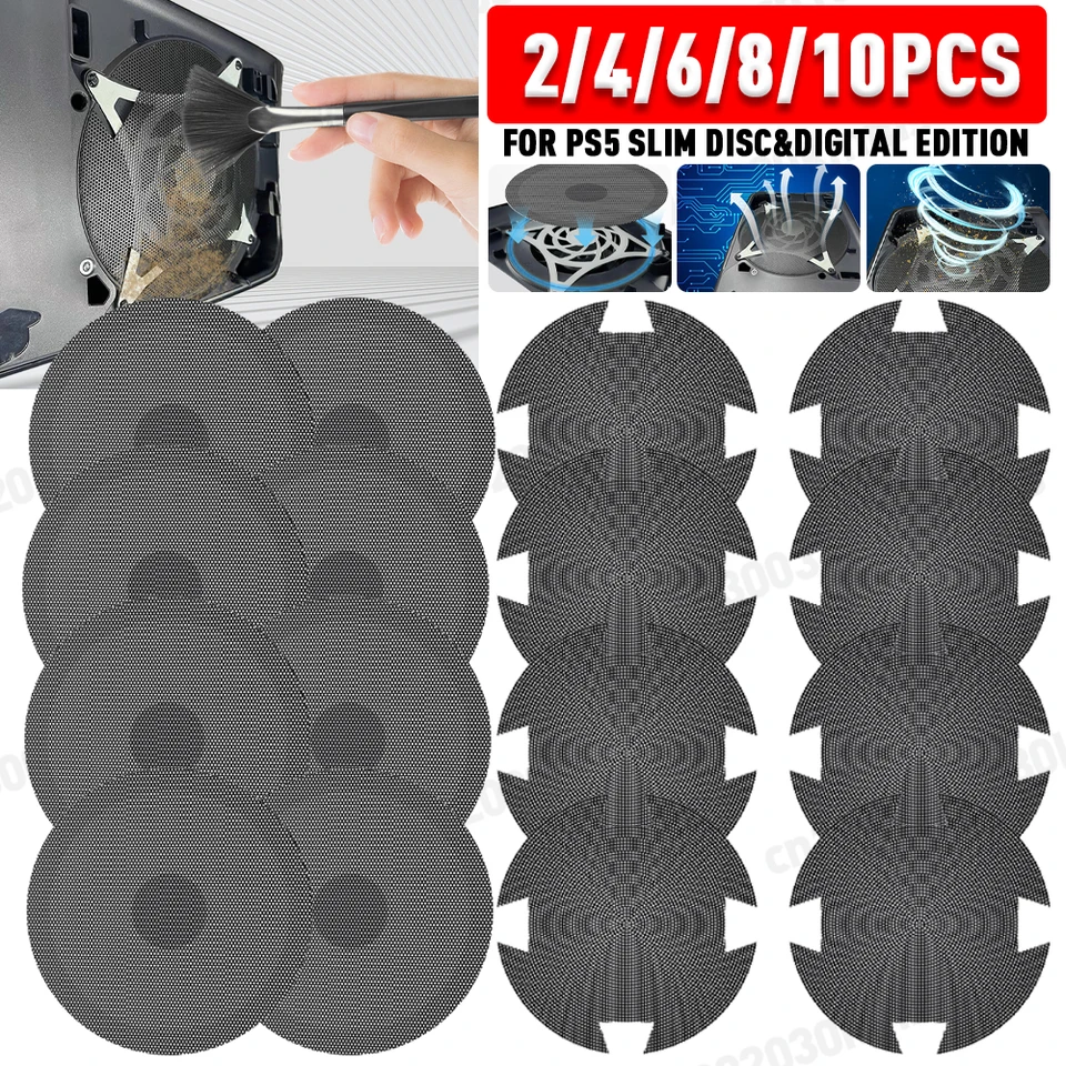 2-10ks pre PS5 ventilátor Dust Filter priedušné vetracie vetracie pustodomný kryt mriežky s čistiacou kefou pre PS5 Slim Game Console