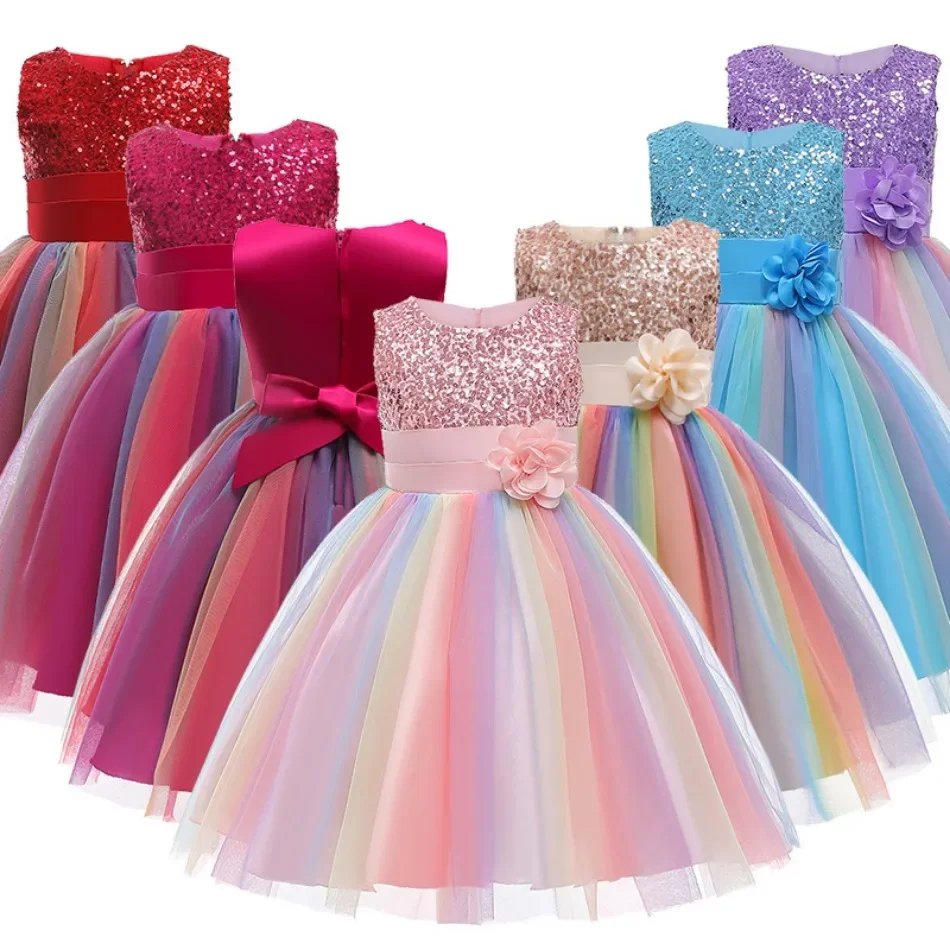 2-12y dievča Summer Lace Princess Dress Deti kvetinové šaty šaty pre dievčatá oblečenie detí narodeninová oslava Tutu Custome Vestidos