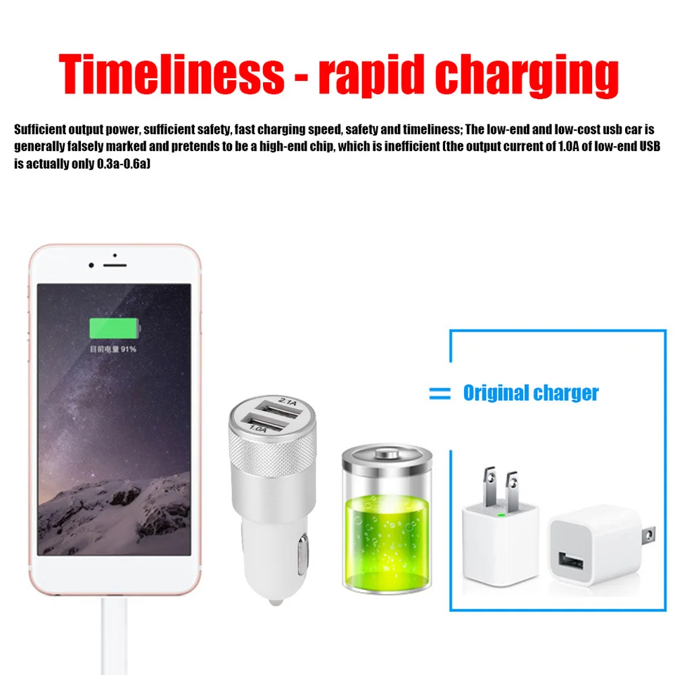 2.1a 1.0a Cigaret Svetžník Dual USB Mobilný telefón nabíjačka 2 port nabíjačka pre iPhone Samsung Tablet Actle