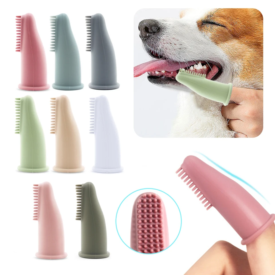 2 // 1ks Pet Silikone Finger Cots Cots Cots Cats Dogs kefy prstové postieľky pre domáce zvieratá Perorálne čistiace výrobky