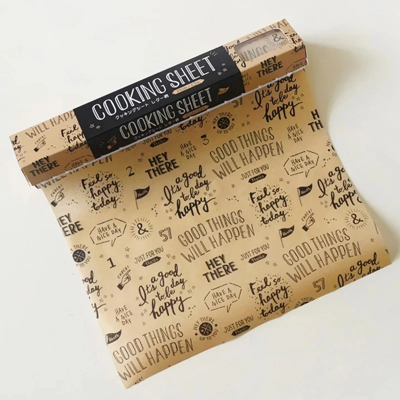 2/2,5 m pergamenový papier na pečenie, nelepivý papier oleja vosku na dekoráciu balenie potravín, kreslené listy na pečenie