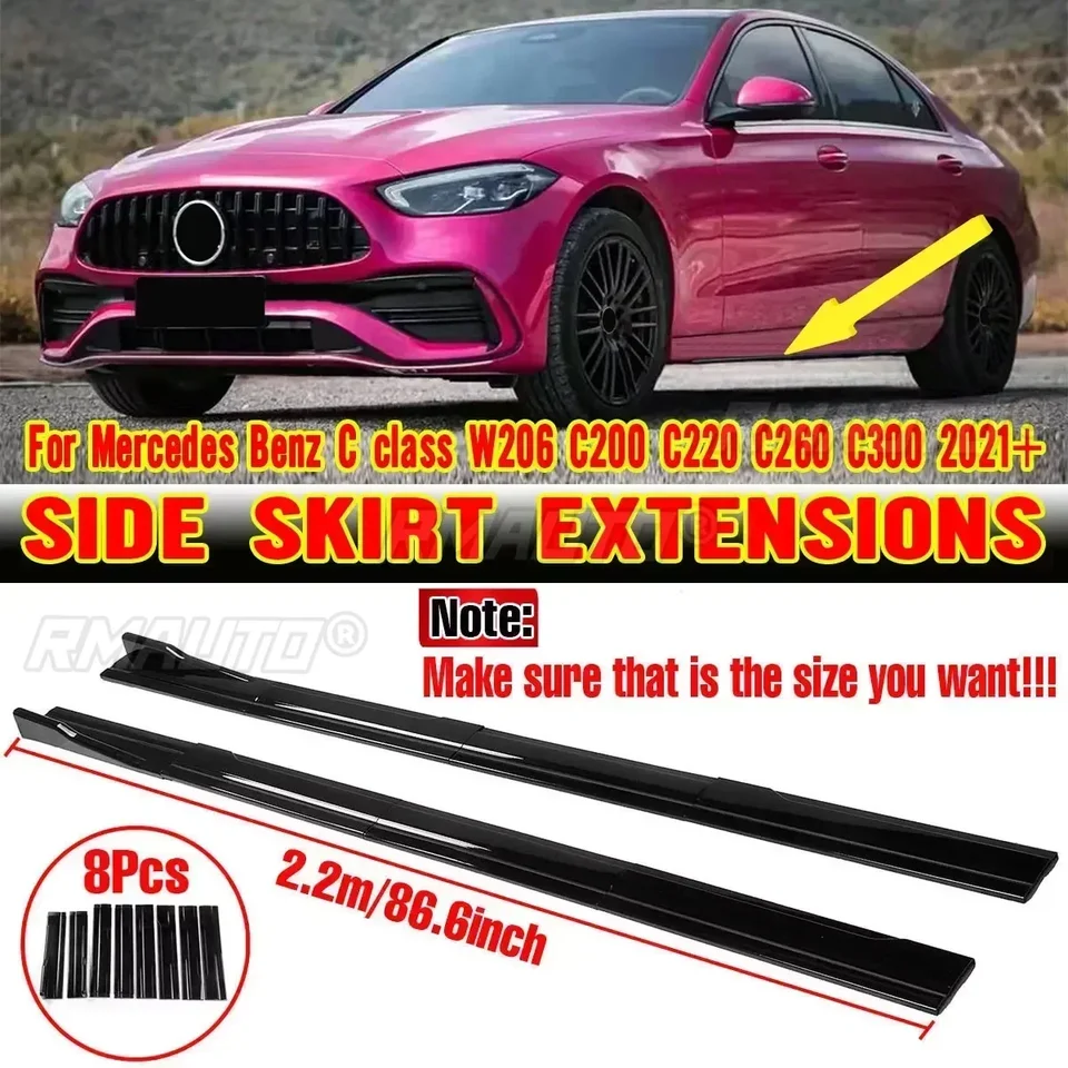 2,2 m bočné sukne predlžovacie rockerové rozdeľovače difuzérových krídiel pre Mercedes pre benzúrovú triedu W206 C200 C220 C260 C300 2021+