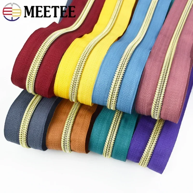 2-20M Meettee 5# Šijacie zipsy pri kabelke meračov Nylon Zipper Uzatvorená cievka Coil Zip Tape Garment Zips Opravy súpravy príslušenstvo
