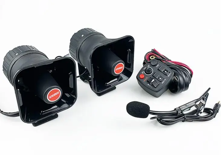 2*20W 6ohm Motocyklová policajná policajná policajná siréna Horn Motorbike Horn +1Multifunkčná kontrola prepínača +1microfón