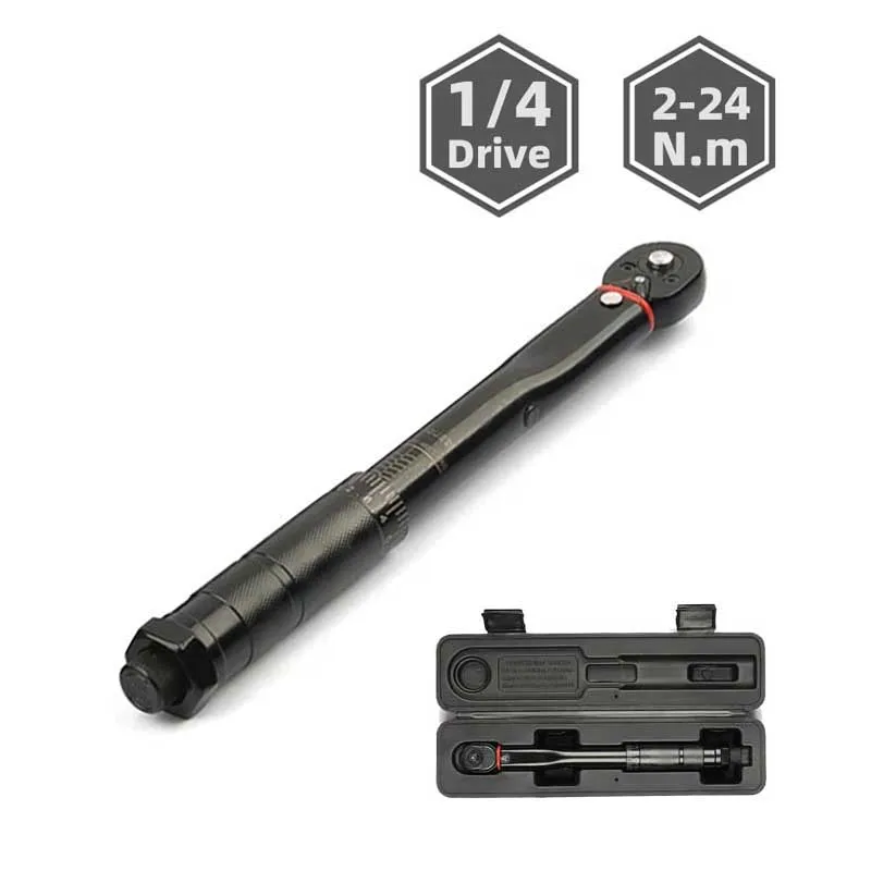 2-24n.m momentový kľúč 1/4 '' Square Drive Predvoľba bicykla Krúžkového krútiaceho momentu obojsmerne Ratchet Car Bike Automotive Ruck Tools