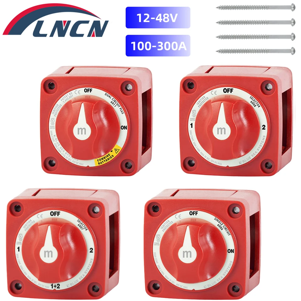 2/3/4 Poloha M-Series Mini Switch Cut Single Dual On/Off Marine Boat 12-48V 100-300A Spínač batérie Izolátor Odpojte otáčanie
