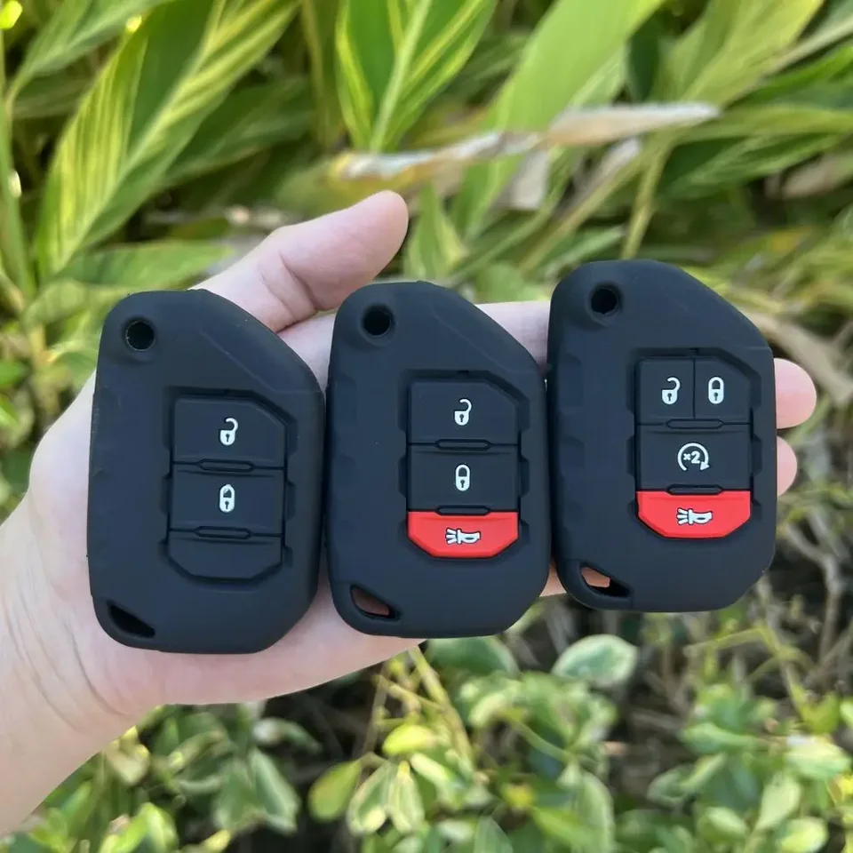 2 3 4 tlačidlá Silikone Car Key Case Chráni držiak na gumové tašky pre držiak Jeep Wrangler Jl JLU 2018 2019