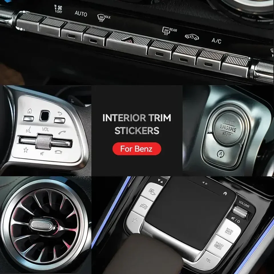 2/3/5/7/9ks klimatizácia auta Central Control Start Tlačidlo Decoration Cover Cover Cover pre Mercedes Benz GLB GLA AB CLA
