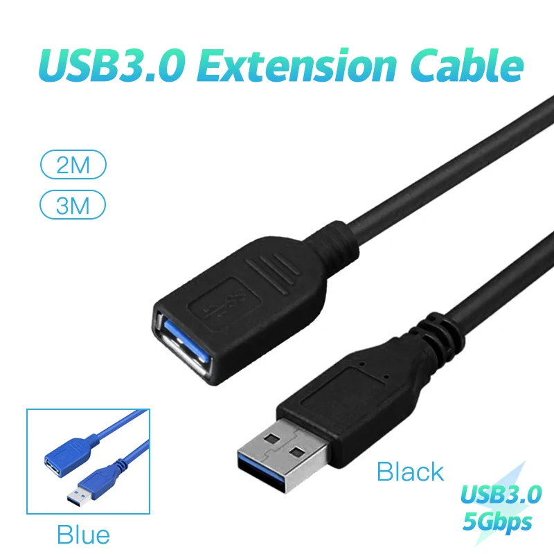 2 3 metre USB3.0 Rozšírovací kábel USB USB Muž a ženský kábel pre synchronizačný prenos prenosu nabíjania 3M