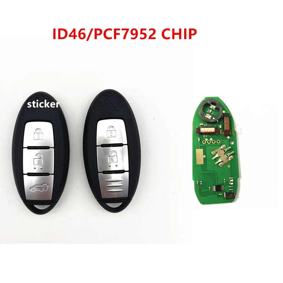 2/3 tlačidlá Keyless Smart Remote Car Key FOB 433MHz ID46 PCF7952 Chip pre Nissa-n Micra Juke Sentra Patrol Navara Tiida Frontier