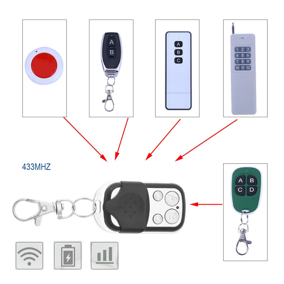 2/3ks klonové diaľkové ovládače automatické kopírovanie duplikátora pre garážové dvere Kľúč 433 MHz 4C