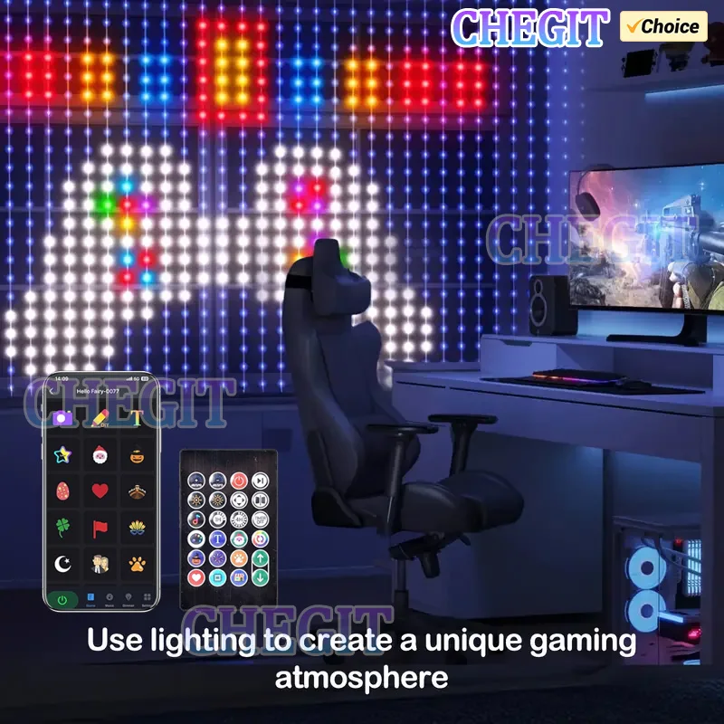 2/3M 400LEDS inteligentné LED diy DIY Curtain Lights Aplikácia a diaľkové ovládanie pozadia stena dekorácie dekorácie svetlo Valentín