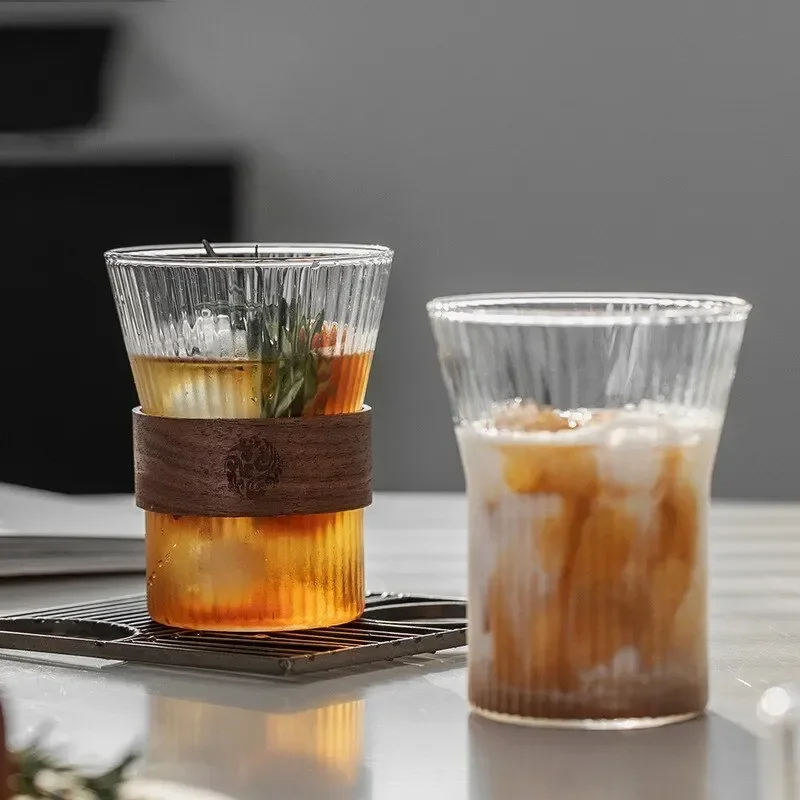 2/4/6ks japonský štýl sklenený tepelný izolácia Kávové mlieko hrnček na orechový šálka rukávy Drinkware Krásny čaj Pitie piva darček